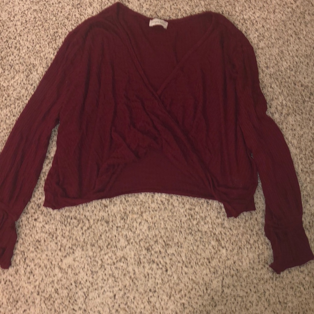 South Moon Under red flowy crop top